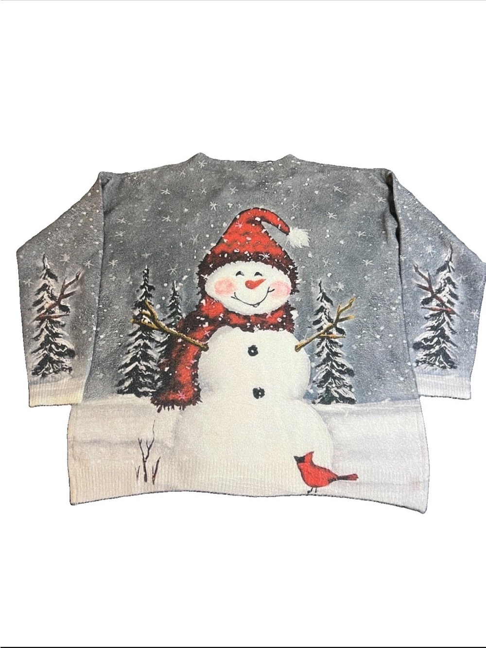 Snowman Sweater Women's One Size see Pics Oversized Cotton/wool Winter Holiday - Picture 4 of 5